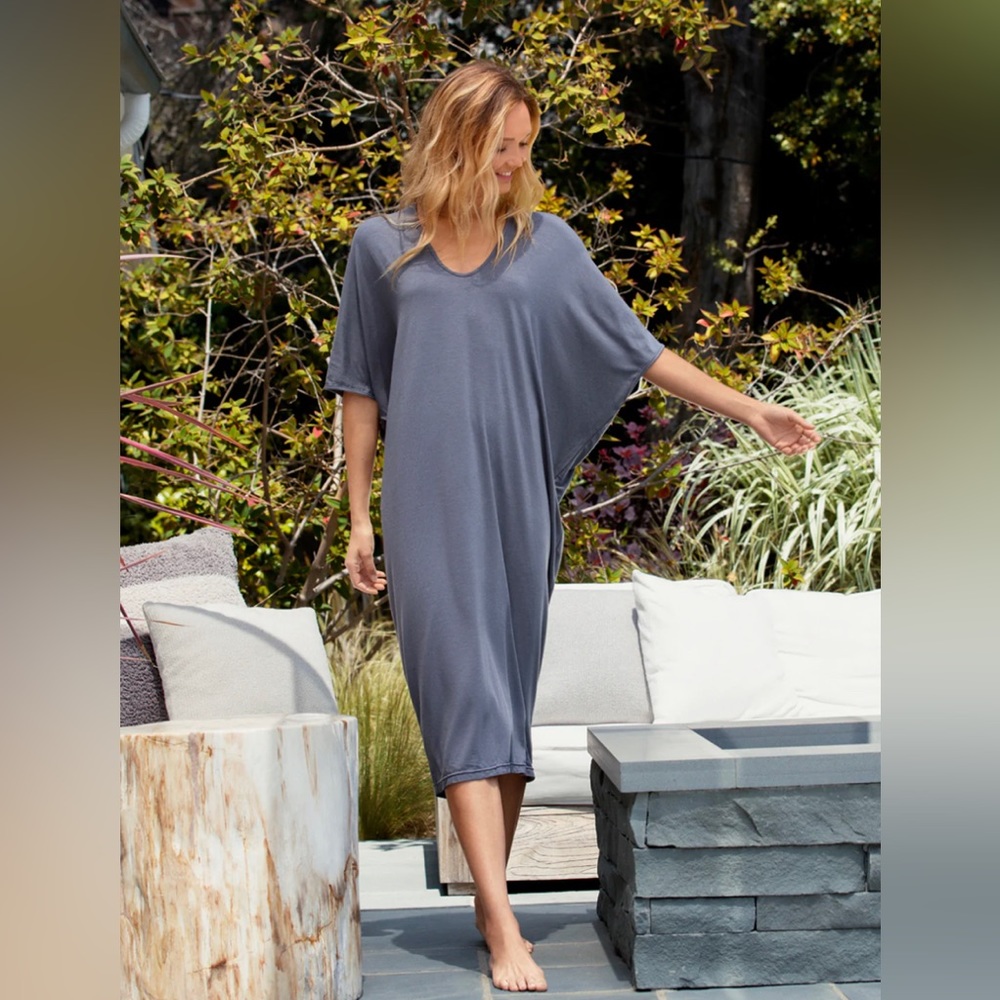Barefoot Dreams Lux Milk Jersey Caftan NWT Graphite